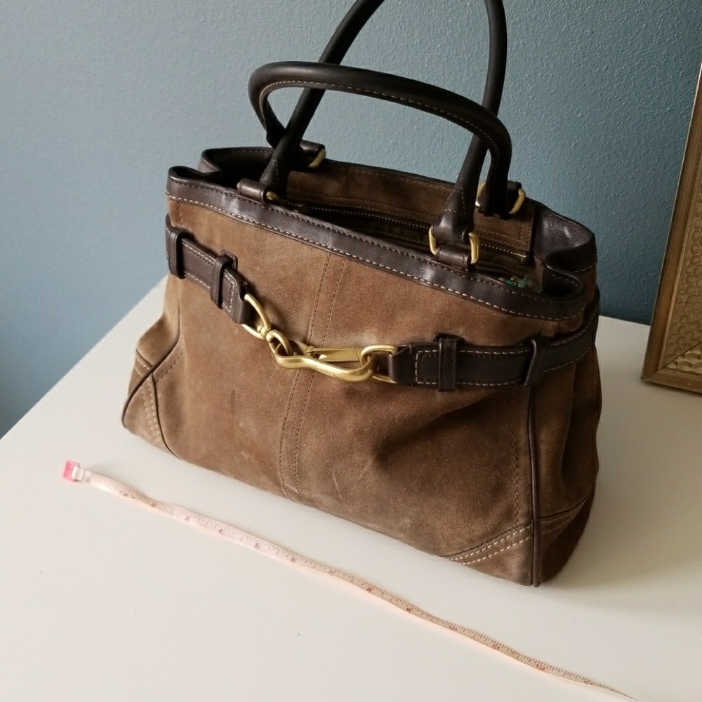 Coach brown suede bag